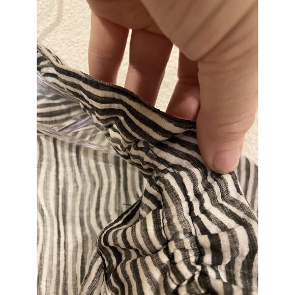 Terra Shirt Womens Small Black White Striped Button Up Lightweight Tencel Rayon - Picture 4 of 7